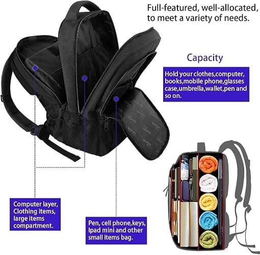 MATEIN Business Laptop Backpack, 15.6 Inch Travel Laptop Bag Rucksack, Water-Resistant Bag Daypack for Work College Computer Men Women Backpack, Black thumbnail 7