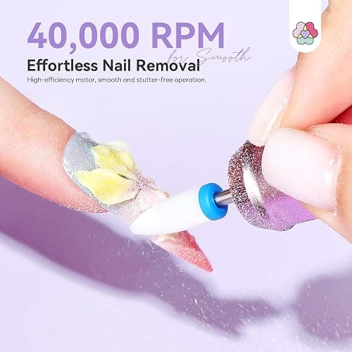 SAVILAND 2026 Nail Drill Professional: 40000RPM Electric Nail Drill 30S Fast Removal for Acrylic Nails Low Noise Electric Nail File Long-Lasting Manicure Pedicure Mobile Tech & Salon (Gradient Purple) thumbnail 3