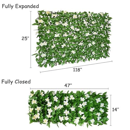 JOYSFIT Expandable Faux Ivy Fence,Artificial Privacy Screen Decor for Outdoor Wall, Balcony and Patio, Single Sided Leaves (1,White Flower) thumbnail 3