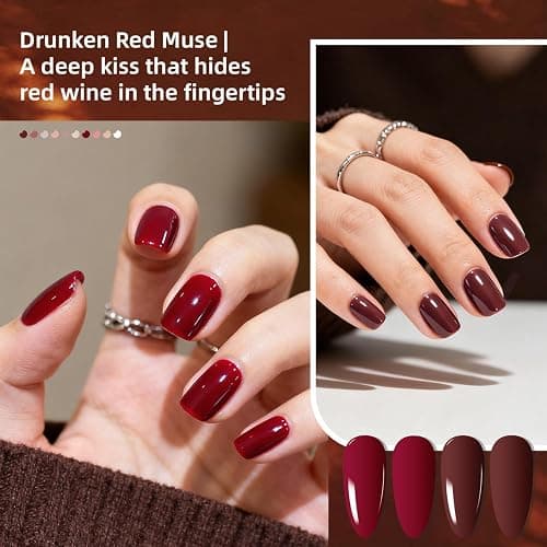JODSONE 10 Colors Gel Nail Polish Set with Base Coat & Top Coat White Pink Purple and Red Gel Polish for All Seasons Girl's Holiday Gift thumbnail 3