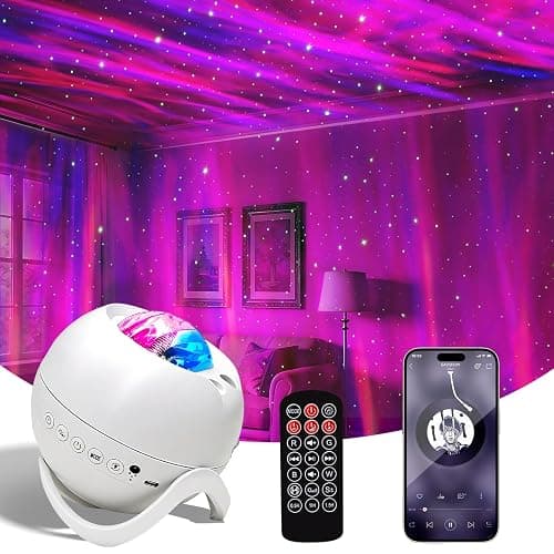 Star Projector Galaxy Projector for Bedroom, White Noise Bluetooth Speaker Northern Lights Projector, Suitable Gaming, Home Theater, Adult, Christmas Mood Night Light - Image 1