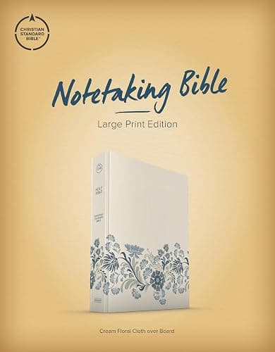 CSB Notetaking Bible, Large Print Edition, Cream Floral Cloth Over Board, Black Letter, Wide Margins, Journaling Space, Single-Column, Reading Plan, Easy-to-Read Bible Serif Type thumbnail 10