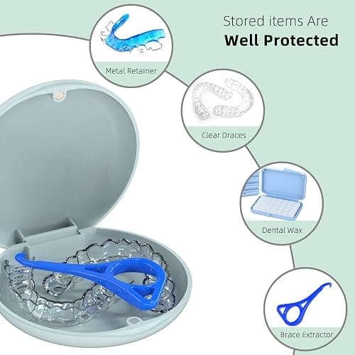 Ralegy Retainer Case, Retainer Case Slim, Mouthguard Case, Orthodontic Case, Wheat Straw Box, Blue thumbnail 2