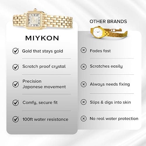 Miykon Women's Dainty Vintage Tank–Square Dress Watch – Jewelry Style Bracelet, Second Hand, Japanese Quartz, Water Resistant thumbnail 7