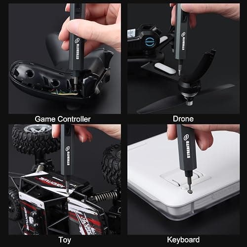STREBITO 155 in 1 Electric Screwdriver Set, Small Electric Screwdriver Cordless with 140 S2 Magnetic Bits, Electronic Power Screwdriver Repair Tool Kit for RC, Computer, Pc Building, Laptop（Upgraded） thumbnail 7