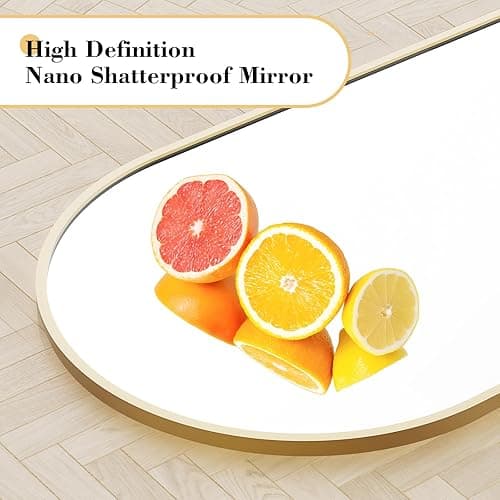 OLIXIS Arched Full Length Mirror 59"x16" for Bedroom, Full Body Mirror with Stand, Hanging or Leaning for Wall, Aluminum Alloy Thin Frame Floor Standing for Living Room, Tall, Gold thumbnail 4