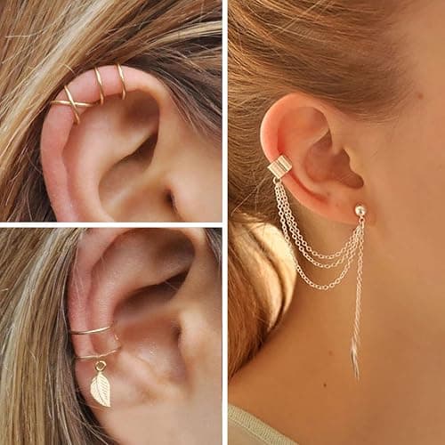 IFKM Gold Plated Jewelry Set for Women,14k Gold Plated Multi Layer Necklaces Stackable Bangle Bracelets Stackable Knuckle Rings Hoop Earrings Set Anniversary Trendy Elegance Charms Anniversary Birthday Jewelry Gift thumbnail 5