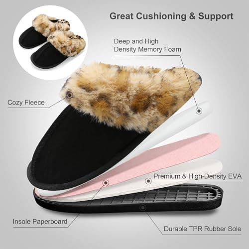 Besroad Winter Fuzzy House Slippers Sandals Plush Faux Fur Fluffy Flats Slippers Warm Slide Shoes for Women thumbnail 6