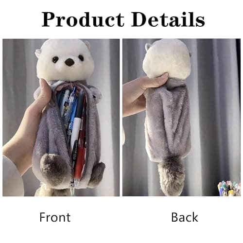 NXPpiULeh Plush Pencil Case Cute Otter Pen Bag Animal Pencil Case Plush Animal Stationery Pouch for Pencils Eraser Sharpener thumbnail 5