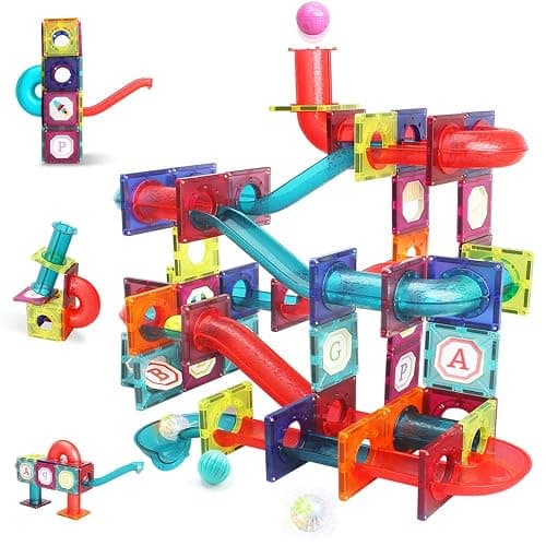 Magnetic Tiles,125 Piece Pipe Magnetic Blocks for Toddlers, 3D Clear Magnets Toys, STEM Toy Children Magnetic Tiles Building Set for Kids Boys Girls Age 3 4 5 6 Year Old 3 - Image 1