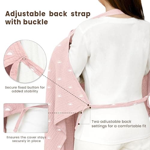 Konssy Muslin Nursing Cover Up for Breastfeeding with Rigid Hoop | 100% Cotton Nursing Apron, Lightweight & Breathable, Carseat Canopy, Breast Feeding Covers for Women thumbnail 5