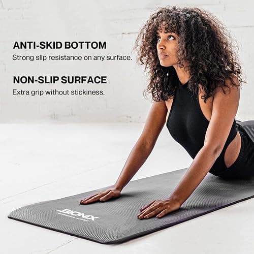 Bionix Premium Printed Travel Yoga Exercise Mat w/Carry Straps, Thick NBR Foam, Non-Slip Anti Skid Surface, Perfect for Pilates Gymnastics Fitness Workout Home Gym Training Equipment, for Men & Women thumbnail 4