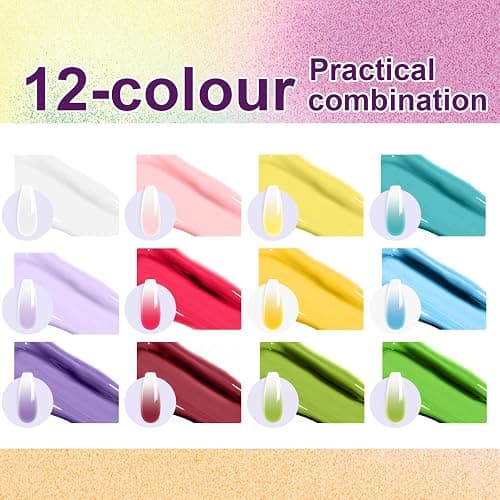 U-Shinein Gradient Painting Gel, 12 Bright Colors Ombre Gel Nail Polish with 100Pcs Nail Sponges &Tweezer for Pigment Pat Nails Aura Nails French Manicure Soak Off UV Set Solar Flare Palette​ thumbnail 2