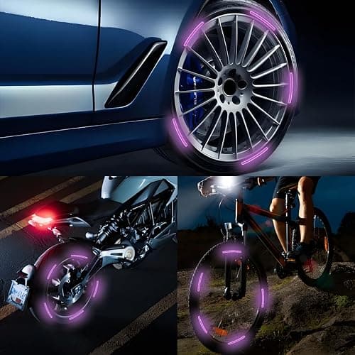 Zipelo 20PCS Reflective Car Wheel Decorative Stripe Stickers, Anti Scratch Vehicle Night Safety Warning Tape Decal, Automotive Exterior Tire Rims Sticker Accessories, Universal Fit (Purple) thumbnail 4
