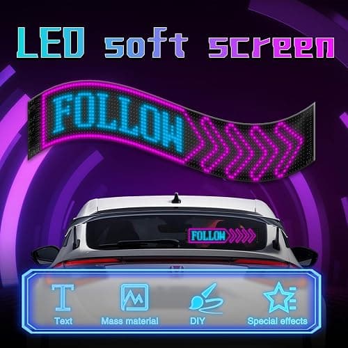 Windshield Display for Cars, SUV and Trucks - Programmable USB LED Matrix with App & Remote Control, Custom Car Sign for Message, Animation & Decoration（12 X 59.5 CM） thumbnail 6
