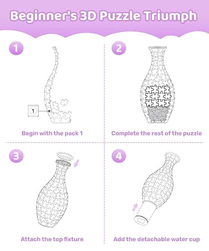 Care Bears™ by PieceRelax Unique Flower Vase - 3D Puzzle Vase for Adults to Flower Arrangement and Home Decoration Made By 160 Curved Plastic Puzzle Pieces - Blooming Love [S1047] thumbnail 8