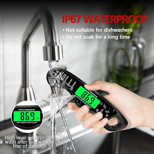 Meat Thermometer Digital，IP67 Waterproof Cooking Thermometer with Backlight, Calibration & Hold Function，Food Thermometer for Cooking,Outdoor Grilling，Suitable as Stocking Stuffers for Men thumbnail 6