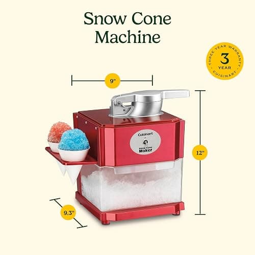 Cuisinart Snow Cone Machine, 90W Motor & Interlock Safety, 4 Reusable Cones | Snow cone maker & slushie machine with 4 reusable cones, compact design & auto-shutoff, 4-5 cones in under a minute, SCM-10P1 thumbnail 3