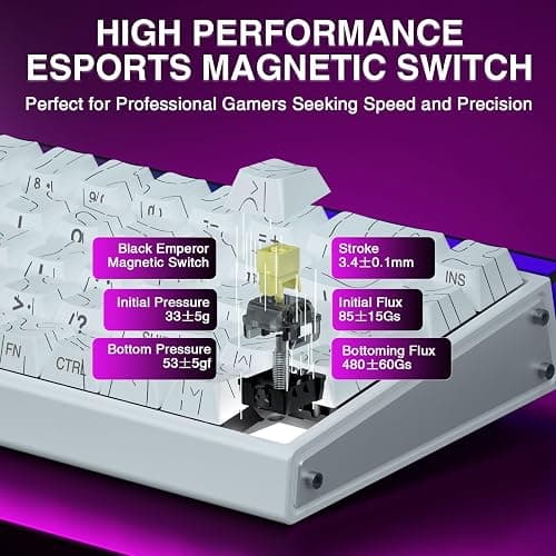 AULA Hero 68 HE 60% Gaming Keyboard Wired, Hall Effect Magnetic Switch Keyboard with 8K Hz Polling Rate, Side Printed PBT Keycaps, RGB Backlit Light Box, Customizable Web Software for PC/Mac Gamers thumbnail 4