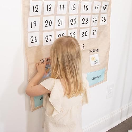 The Peanutshell Learning Calendar Wall Chart - Homeschool Supplies, Interactive Pocket Chart for Toddlers & Kids - Preschool Learning Activity Board, Circle Time Board for Classroom - Good Day thumbnail 2