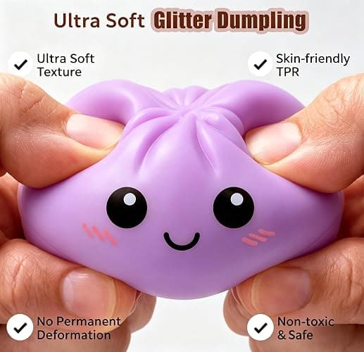 Dumpling Squishies, 2PCS Dumplings Stress Balls, Dumplings Sensory Squeeze Toy for Stress Relief Stretchy Desk Toys thumbnail 4