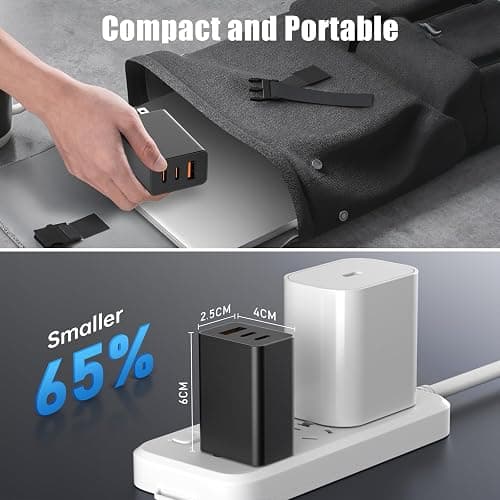 [2-Pack] USB C Wall Charger 3-Port,100W GaN Multiport Fast Charging Charger Block, PD+QC Power Adapter Plug for iPhone 17 Air/16/15/14/13/Pro Max/XS/XR, MacBook Pro/Air,iPad, Samsung S25/S24, and More thumbnail 6