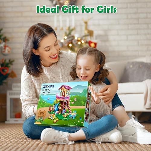 CUBIMANA Treehouse Building Toys with LED Light - 618 Piece Tree House Building Set, 3-Storey Up House with Slide & Stickers, Ages 6-12 thumbnail 10