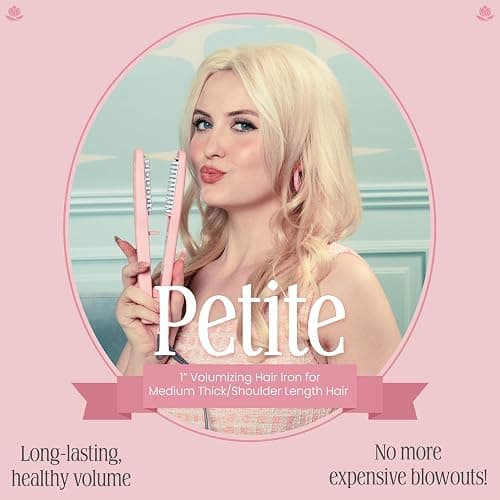 VOLOOM Petite 1” Inch Professional Volumizing Ceramic Flat Iron - Hair Volumizer & Styling Tool with Adjustable Temp & Auto Shut-Off for Lasting Volume for Medium or Fine Hair - Heat Resistant Case thumbnail 2