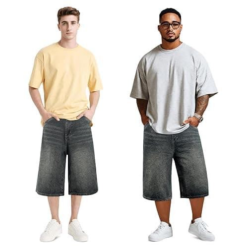 GINGTTO Mens Baggy Jean Shorts Loose Fit Long Denim Shorts Below Knee 15 Inch Inseam thumbnail 4