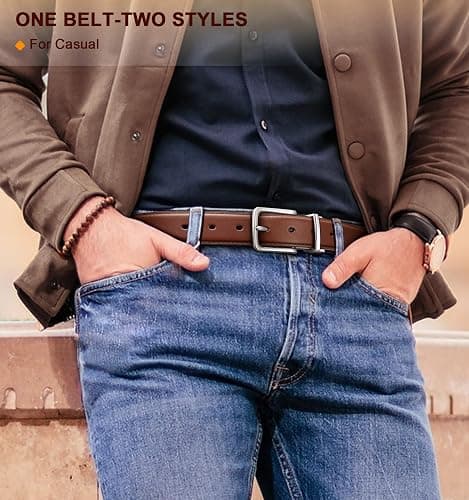 BULLIANT Men's Belt,Reversible Belt Adjustable For Gift Men 1.25”-Cut For Fit-2 Sides in 1 Belt(Not 2) thumbnail 6
