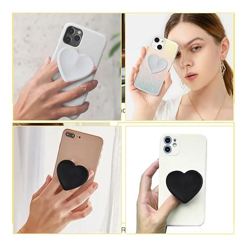 Set of 2 Universal Heart-Shaped Phone Grip Holder with Stand,Finger Grip with Kickstand - Compatible with Smartphones, Mobiles & Cases thumbnail 5