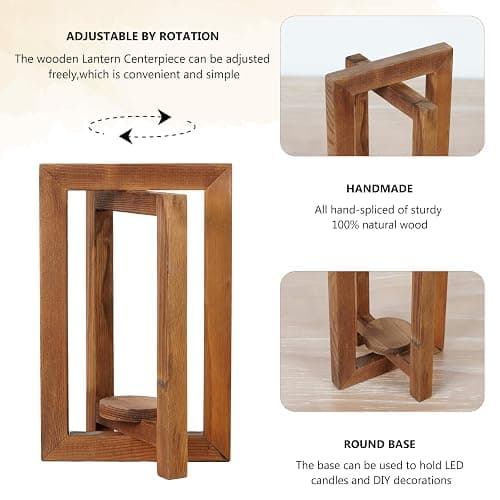 OurWarm 10Pcs Wedding Centerpieces for Tables, Foldable Centerpiece Table Decorations Center Pieces Decoration for Table, Rustic Wood Lantern Centerpieces for Tables Wedding Party Table Decor (Brown) thumbnail 4
