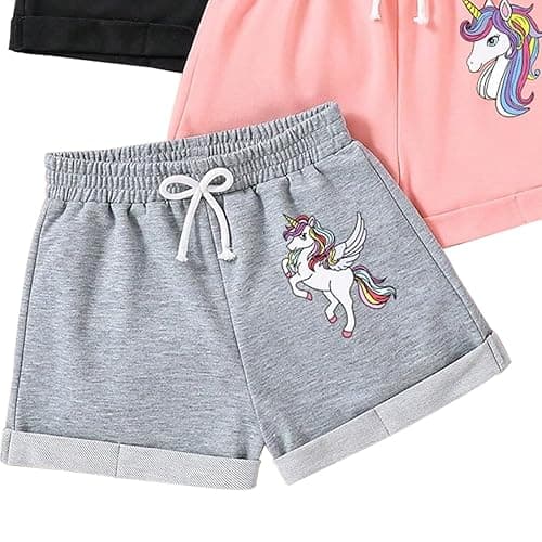 Nivne Tco Toddler Girl Shorts - Cartoon Unicorn Print Shorts Set- Kid Shorts 3 Pack Pants Sets(3-7T) thumbnail 4