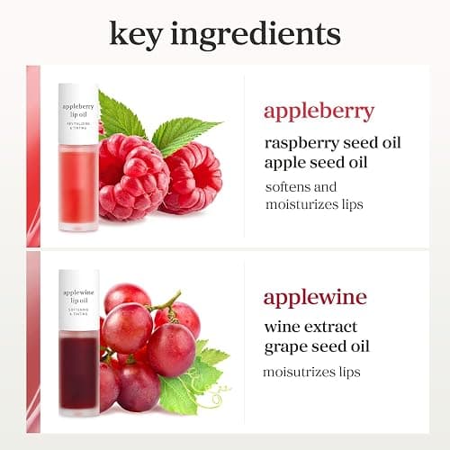 NOONI Korean Lip Oil Set - Appleberry & Applewine - Plumping & Hydrating Clear Gloss thumbnail 5