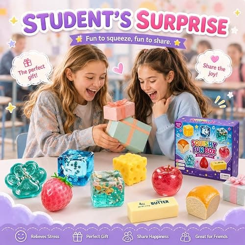 8 PCS Squishy Mystery Fun Box, Squishy Box Set Cute Butter, Dumpling, Strawberry, Realistic Shaped Squeezes Balls, Squeeze Slow Rising Stress Relief Soft Cute Anxiety Gifts Party Favor (#A) thumbnail 4