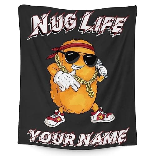 Mercuryelf Custom Chicken Nugget Blanket - Soft, Fuzzy & Warm - 50x60 Inches Flannel Throw Blankets for Living Room, Sofa - Black Funny Throws Gift for Teens - 50"x60" - Chicken Nuggets 1-1