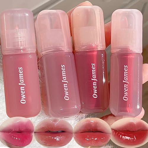 4PCS Hydrating Lip Gloss Set,Highly-Pigmented Korean Lip Glaze,Plumping Lipgloss, Moisturizing Mirror Liquid Lipstick, Non-Stick Cup,Glossy Finish,Long-lasting Natural Makeup - Image 1