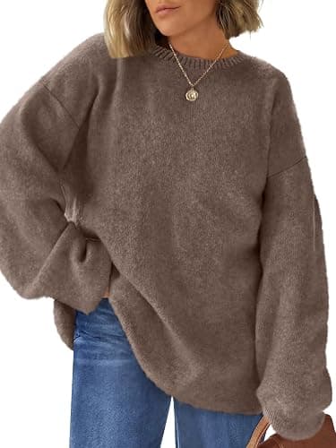 LILLUSORY Womens Oversized Tunic Sweaters Winter Cozy Tops Cute Chunky Crewneck Plus Size Pullover Long Sleeve Clothes - Image 1