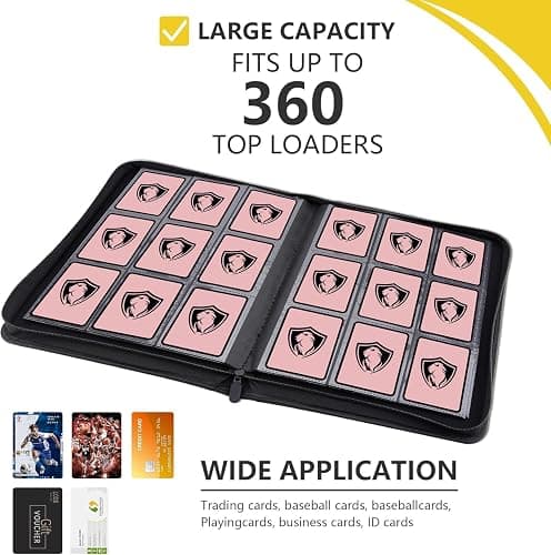 9 Pocket Card Binder, Premium Zip Trading Card Binder, 360 Double Sided Pocket PU Collection Binder, Collector Album, Card Folder for MTG, TCG, Sports Cards, (Pink) thumbnail 5