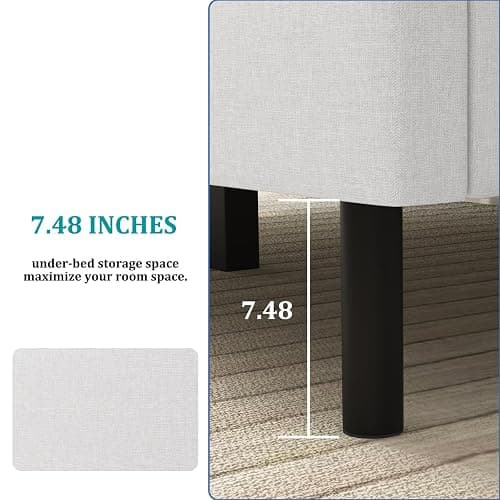 Twolike Queens Bed Frames with Upholstered Platforms, Foldable Metals Frames & Simplys Tool Assembly, Queen Bed Frames with White Breathable Fabric thumbnail 6