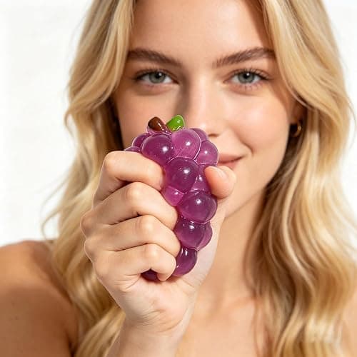 Crystal Grape Squishies Toy, Clear Jelly Squeeze Toys, TPR Slow Rebound Sensory Fidgets for Teens & Adults, Anxiety Relief Desk Gadgets, Fun Office Decor and Novelty Gifts for Stress Relief (Purple) thumbnail 2