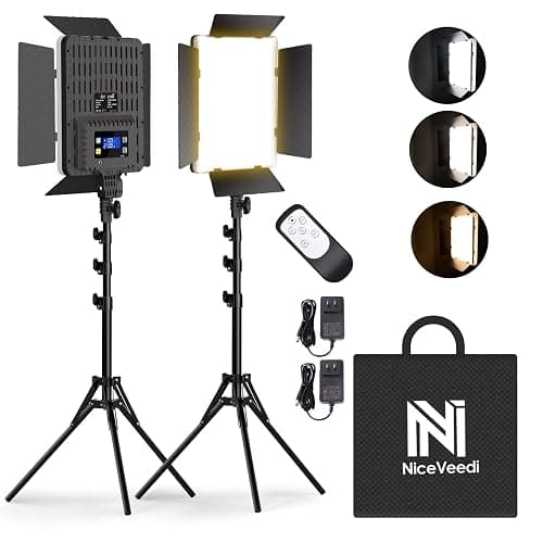NiceVeedi 2-Pack Photography Lighting Kit, 36W Bi-Color Studio Lights 2700-6500K CRI 95+, Dimmable LED Video Light Kit with Remote Control & 72” Tripod Stand, Lighting for Video Recording/Photography - Image 1