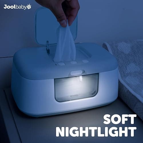 Jool Baby TinyBums Baby Wipe Warmer & Dispenser with LED Changing Light & On/Off Switch (Gray) thumbnail 6