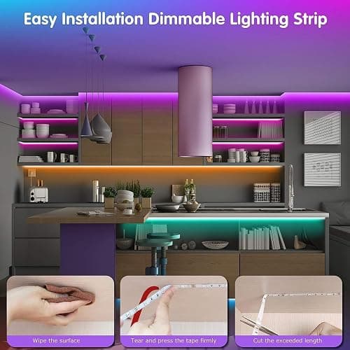 Tenmiro Led Lights for Bedroom 100ft (2 Rolls of 50ft) Music Sync Color Changing Strip Lights with Remote and App Control RGB Strip, for Room Home Party Decoration thumbnail 7