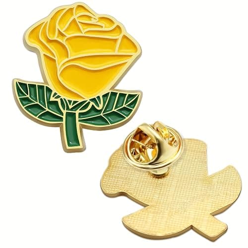12/50/100Pcs Yellow Rose Pins Bulk 1.2“ -Valentine's Day Flower Enamel Lapel Pin Brooch Badge Gifts For Men Women Clothes Bags Hats thumbnail 5