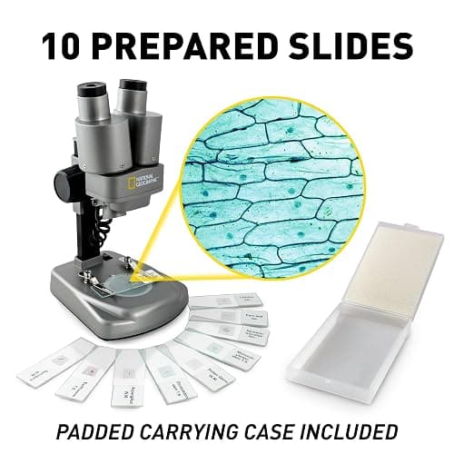 NATIONAL GEOGRAPHIC Dual LED Kids Microscope - 50+ pc Science Kit with 10 Prepared Slides & 10 DIY Blank Slides, Biology Experiment Activity, Microscope Kit for Kids 8-12 (Amazon Exclusive) thumbnail 7