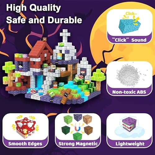 SSAWER 150 PCS Magnetic Building Blocks for Kids, Montessori Magnetic Toys, Build Zombie Island Set, STEM Toddler Sensory Building Blocks for Boys Girls 3 4 5 6 7 8 9 10th Birthday Gift thumbnail 3