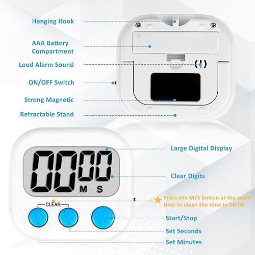 ZILLEEN Classroom Timers for Kids Classroom Magnetic Digital Kitchen Timers for Cooking Teachers Gym Game 6 Pcs thumbnail 7