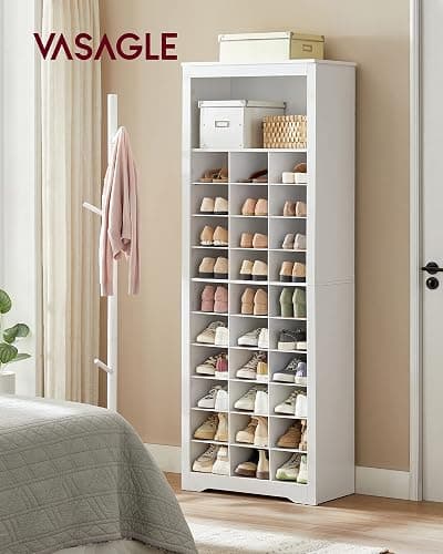 VASAGLE Shoe Storage Cabinet, 10 Tier Shoe Rack Organizer, Holds Up to 30 Pairs of Shoes, for Entryway Bedroom, 12.6 x 24.8 x 73.6 Inches, White ULBS273T14 thumbnail 2