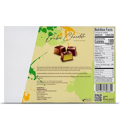 Fiorella Dubai Style Milk Chocolate Pistachio Squares, Filled Chocolate With Pistachio Butter & Crispy Kadayif, Individually Wrapped Chocolate Pieces, 24 Count Box thumbnail 8